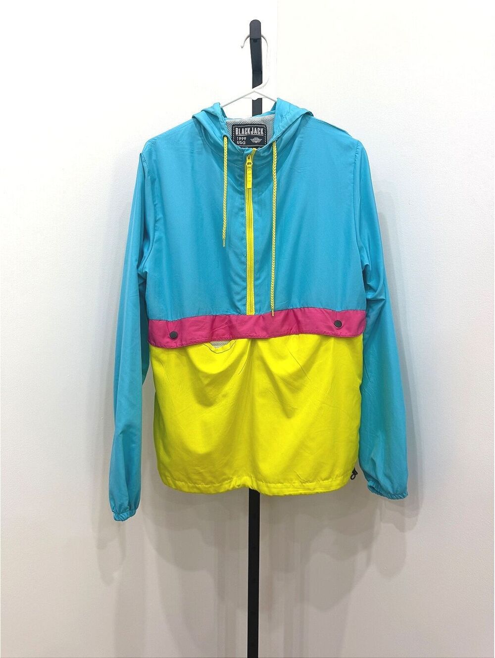 Black Jack Colorblock Hooded Windbreaker Jacket Medium